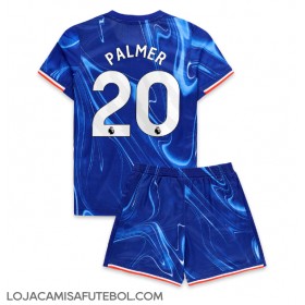 Camisa de Futebol Chelsea Cole Palmer #20 Equipamento Principal Infantil 2024-25 Manga Curta (+ Calças curtas)